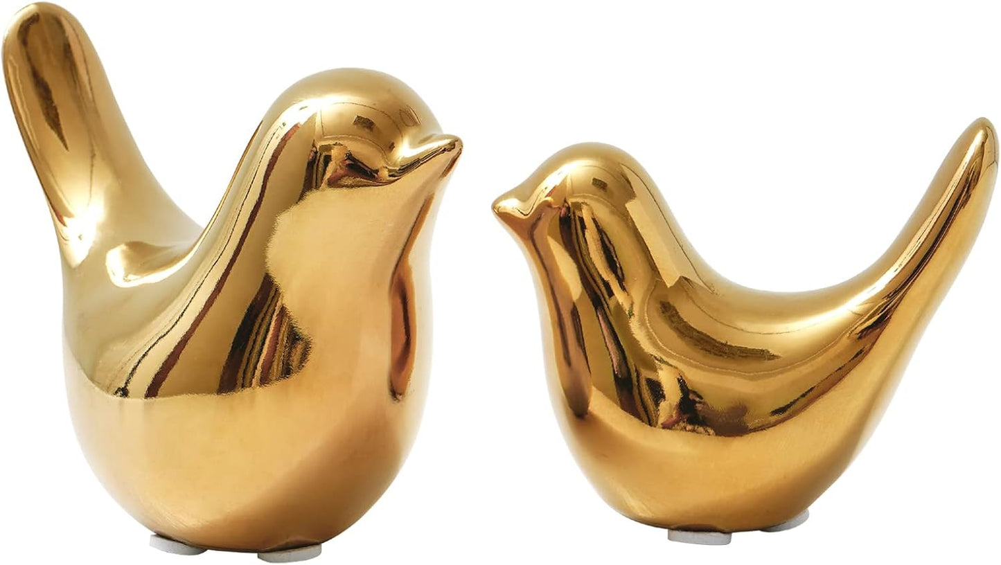 Notakia Gold Home Decor Small Birds Statues Modern Style Decorative Ornaments for Living Room, Bedroom, Office Desktop, Cabinets (2Pcs Gold Birds)