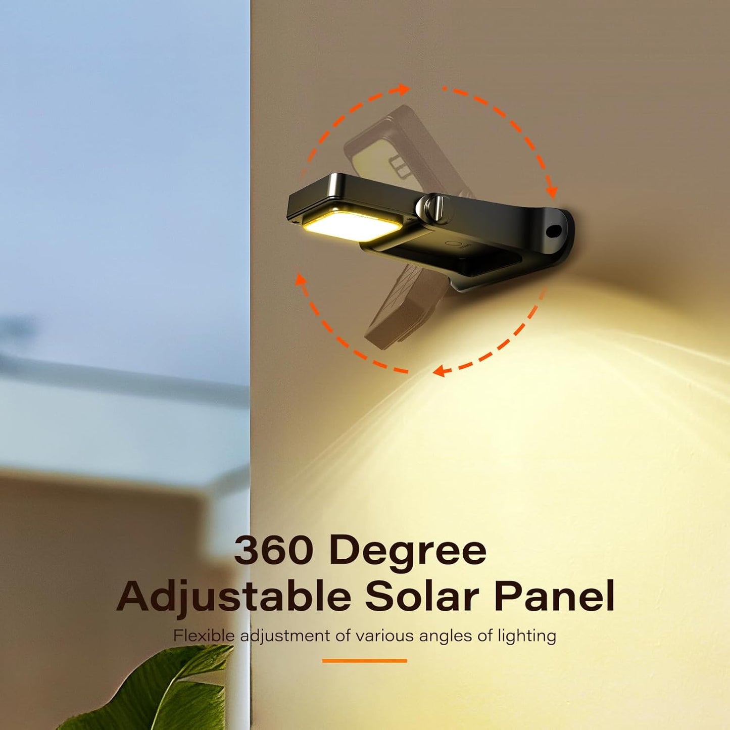 200LM Solar Wall Lights Outdoor 6 Colors, 2200mAh Long Lasting Solar Powered Deck Lights, 360° Adjustable Porch Light IP65 Waterproof, Glass Panel Fence Light for Gutter, Step, 4 Pack