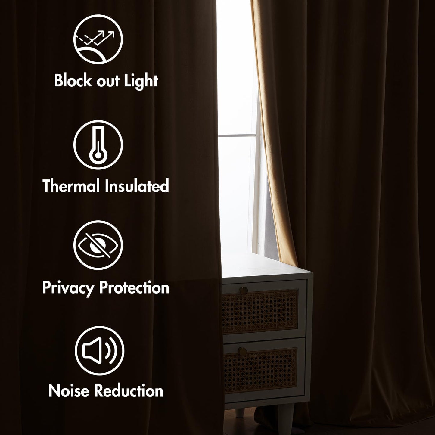 MIULEE Gold Velvet Curtains 96 inches 2 Panels - Luxury Room Darkening Window Drapes for Bedroom Living Room Thermal Insulated Super Soft Blackout, Back Tab Rod Pocket Pinch Pleated, W52 x L96
