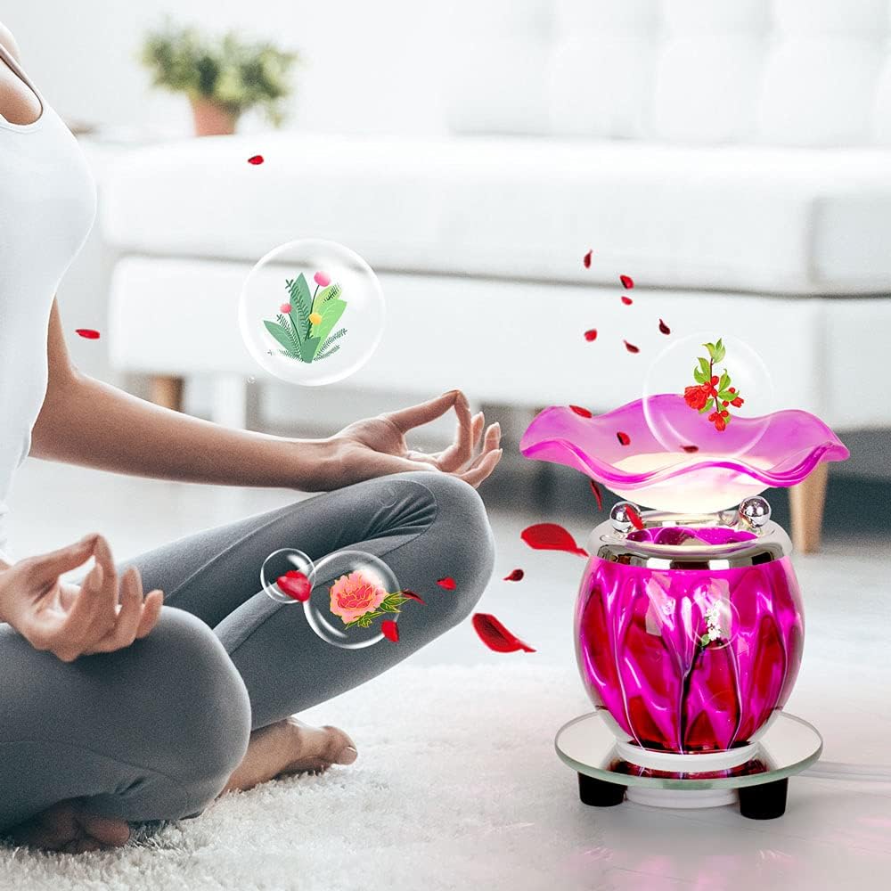 HUNANBANG 3 in 1 Electric Oil Warmer Scented Wax Warmer with with Auto Off Timer Candle Wax Melt Warmer Wax Melter Fragrance Wax Burner(Purple-Timer)