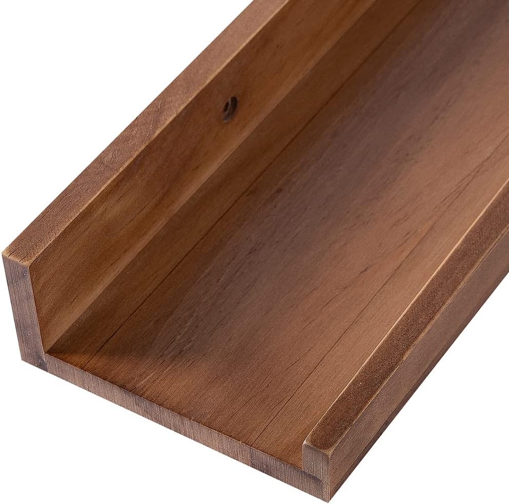 AZSKY 48 Inch Long Floating Shelves Wall Mounted Light Walnut Narrow Photo Picture Ledge Shelves Set of 3 Nursery Book Shelves Photo Frames Display Shelves Kitchen Spice Rack
