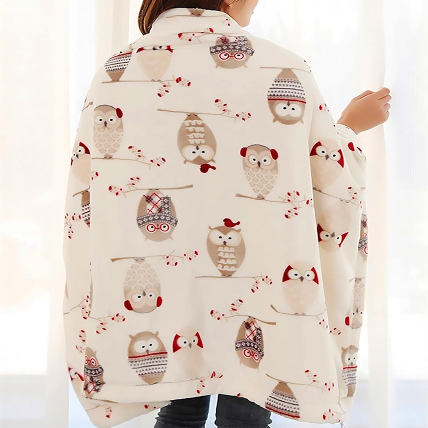 UKELER Owl Sherpa Fleece Blanket Queen Size 80''×90''- Ultra Soft Cozy Flannel Blanket for Bed/Couch/Sofa/Office/Camping, Great Gift for Women's Day,Mother's Day,Father's Day,Thanksgiving,Christmas