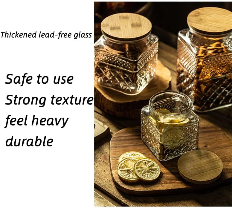Glass Storage Jar, 38 FL OZ Glass Food Storage Canisters with Bamboo Lid, Kitchen Containers Decorative Jar Airtight Glass Jars For Cereal Nuts Snack Candy Cookies Coffee Tea