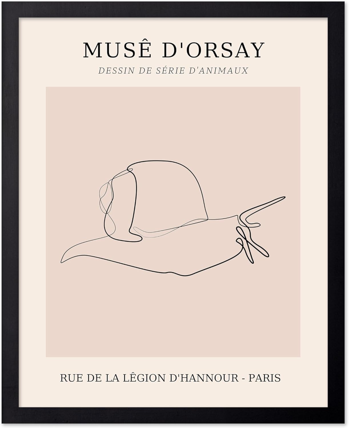 Poster Master Vintage Poster - Retro One Line Snail Drawing Print - Snail Line Art - Minimal Gift for Men, Women, Animal Lover - Abstract Wall Decor for Home, Office, 8x10 Black Framed