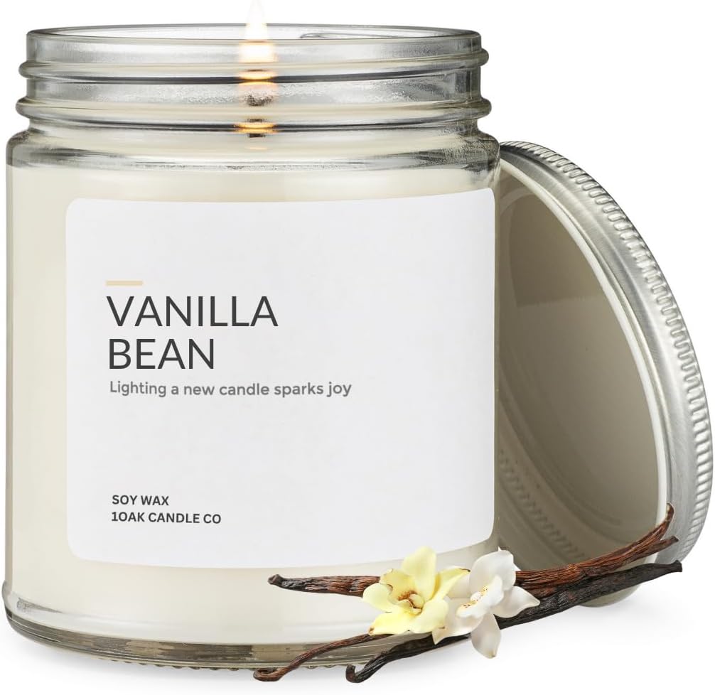 1OAK Soy Wax Scented Candles - Vanilla Bean Candle - Vanilla Candles for Home - Hand-Poured (7oz.)
