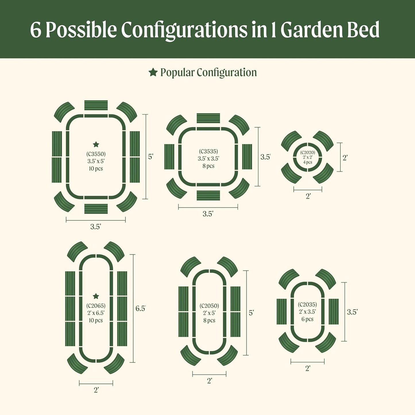 Vego garden Aluzinc Raised Garden Bed Kits, 17" Tall 6 in 1 Modular Metal Raised Planter Bed for Vegetables Flowers Patio Ground Planter Box-British Green