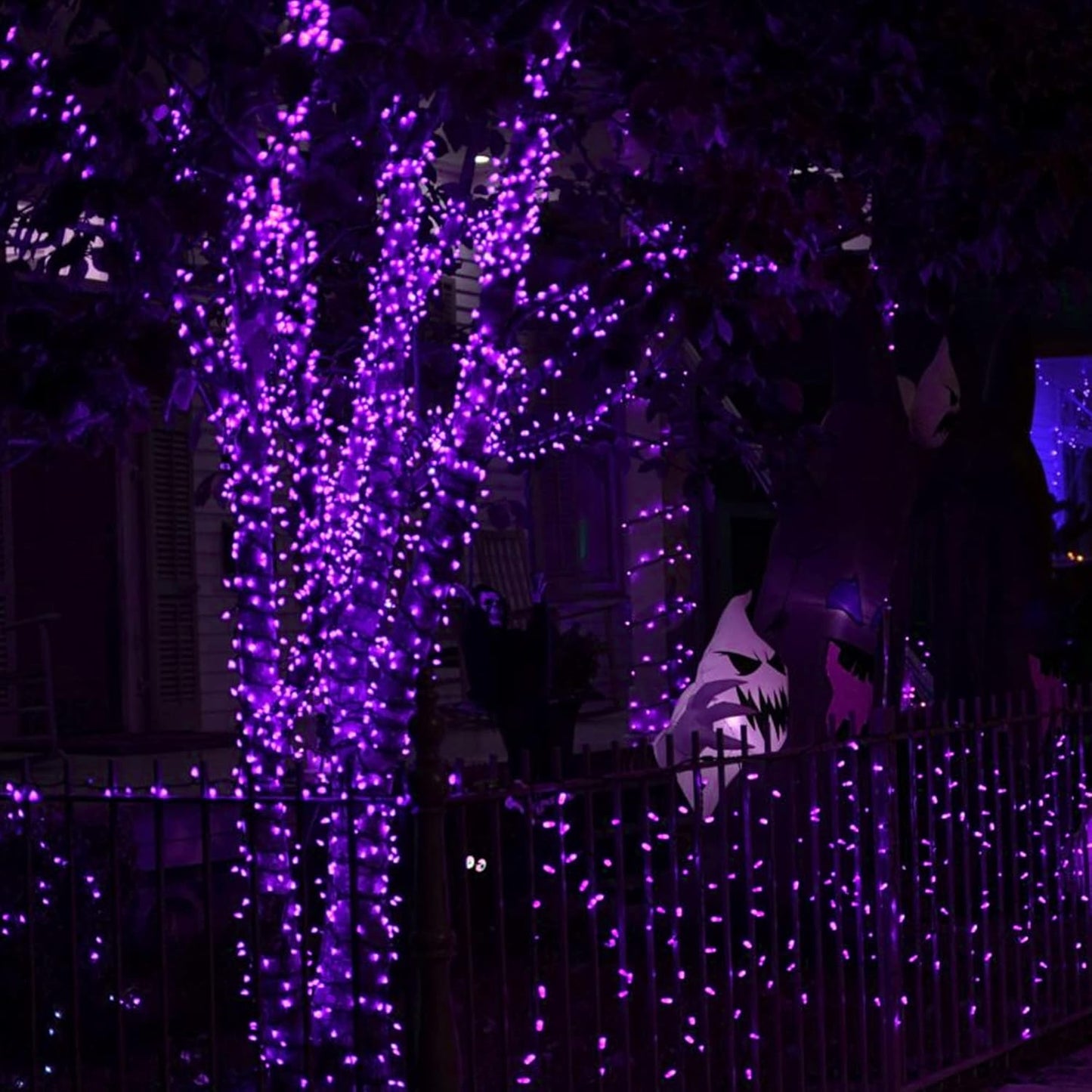 Dazzle Bright Fairy String Lights, Total 40FT 120LED Copper Wire Battery Operated Waterproof Lights, Halloween Decorations for Indoor Home Outdoor Garden Patio Party Decor (Purple, 2)