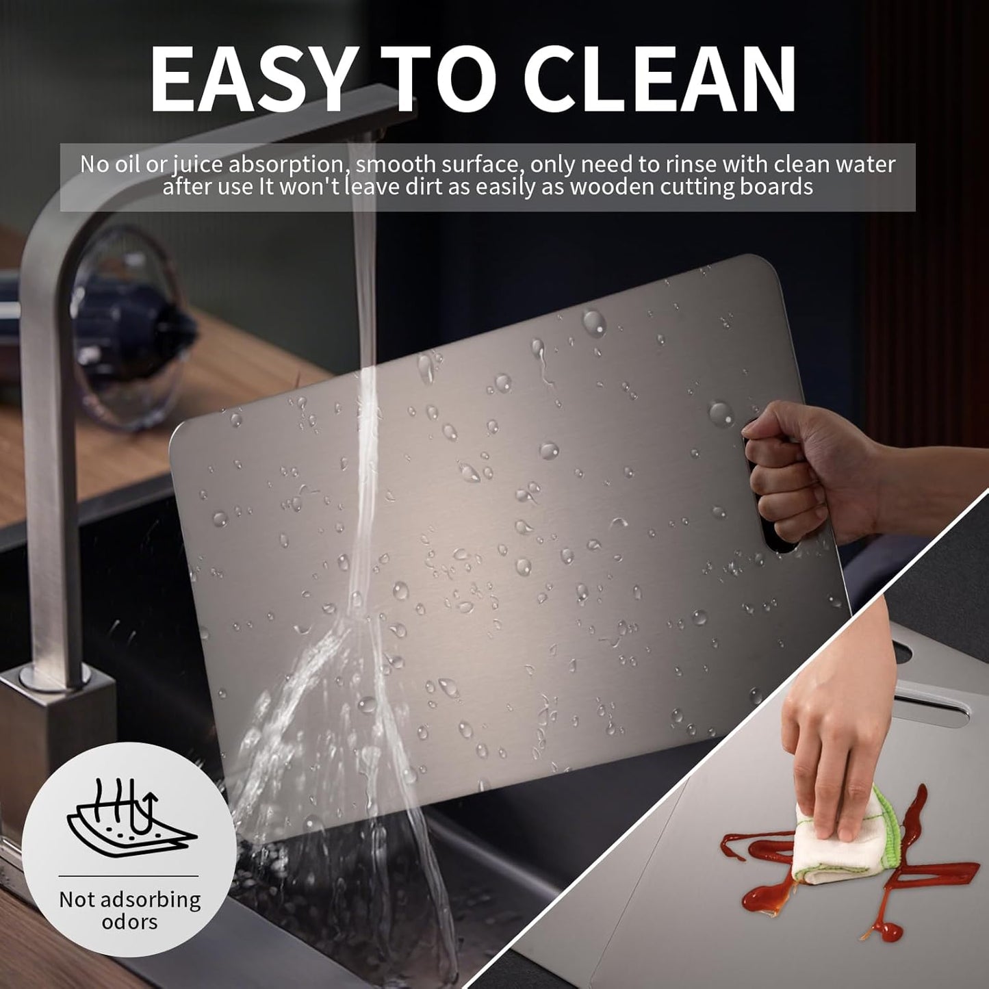 Katuchef Titanium Cutting Board 2025 New Pure Titanium Cutting Boards for Kitchen Double Sided Cutting Board Non Toxic,Hygiene Durable Chopping Board Suitable for Dishwasher Safe(18.11 * 11.81)