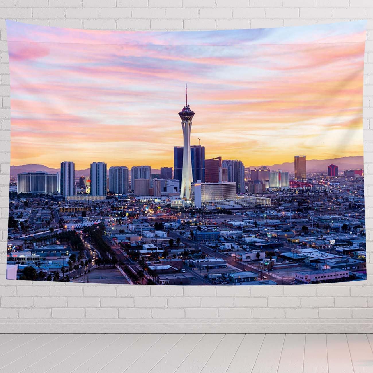 Las Vegas Tapestry For Bedroom Las Vegas City Skyline Tapestries Wall Hanging For Living Room Dorm Office 90×60 In