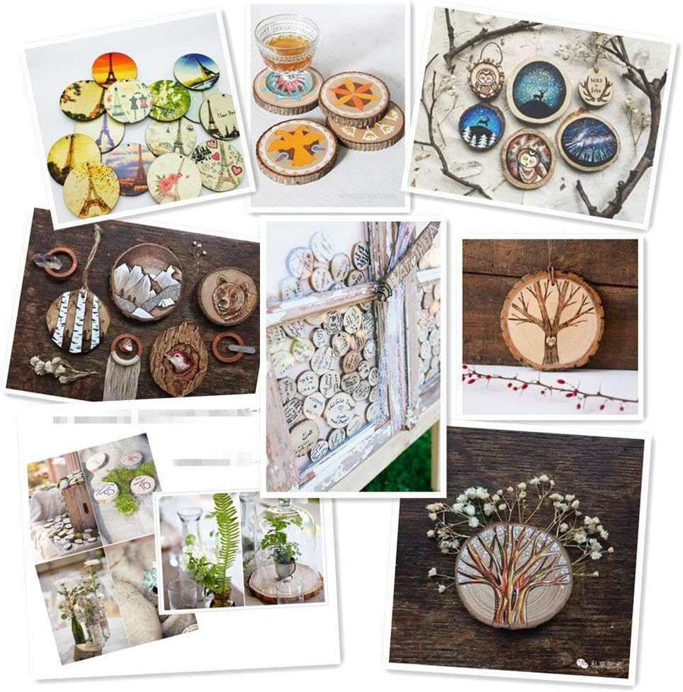 Wood Slices TICIOSH Craft Unfinished Wood kit Predrilled with Hole Wooden Circles for Arts Wood Slices Christmas Ornaments DIY Crafts 30 Pcs 2.0-2.4 inches