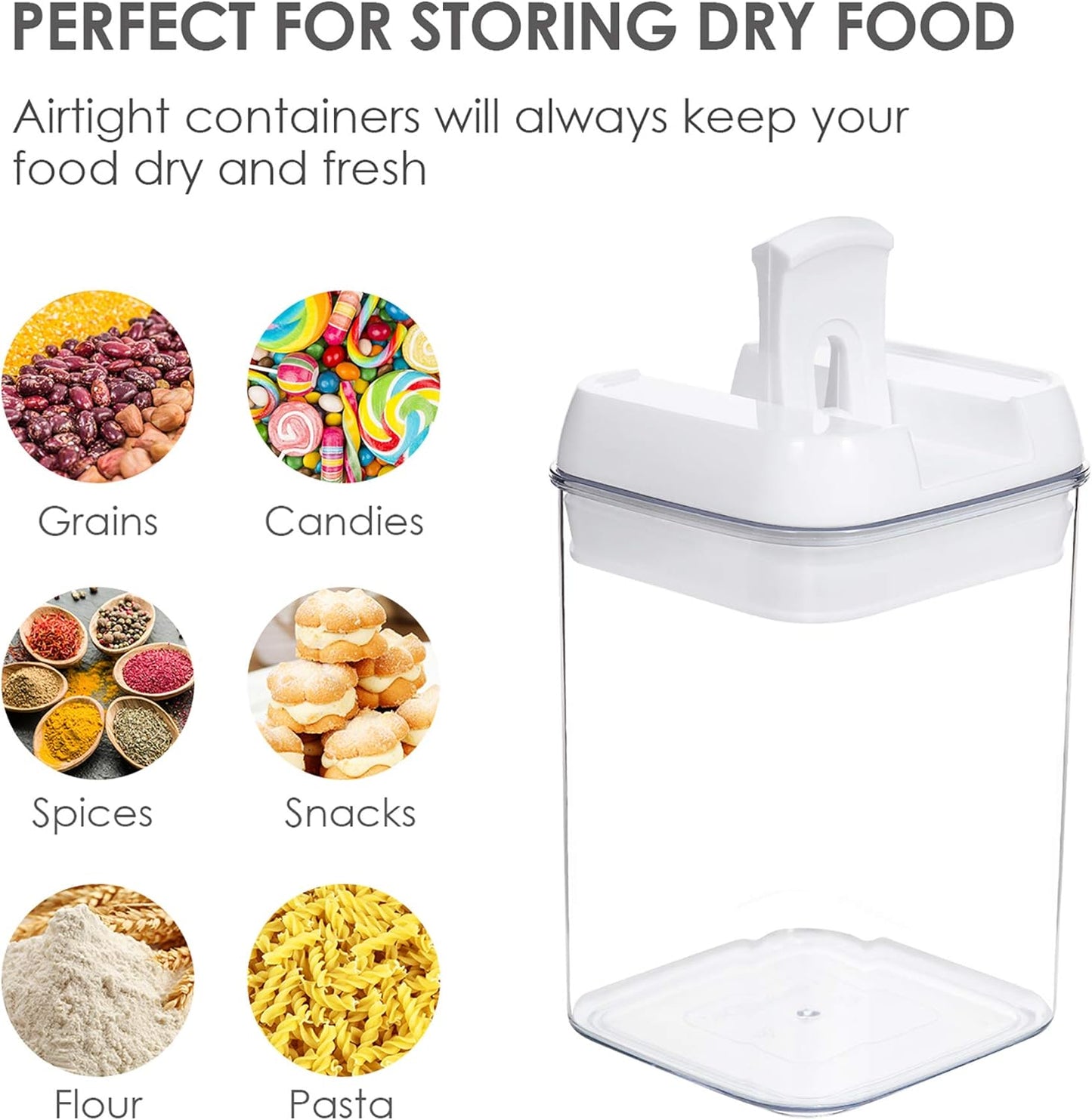 Vtopmart 6 PCS Airtight Food Storage Containers, BPA Free Plastic Snack Containers with Easy Lock Lids, for Kitchen Pantry Organization and Storage, Include 24 Labels, 0.8L