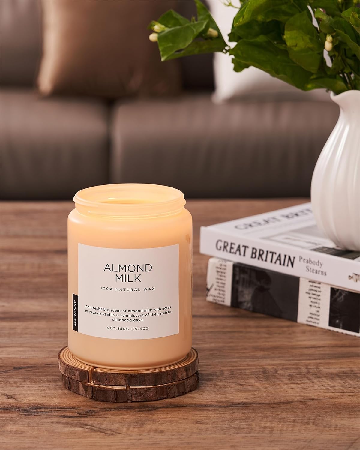 M&SENSE Creamy Vanilla Scented Candles for Home, 19.4oz 110 Hours Long Lasting Non Toxic Natural Organic Soy Wax Relaxing Scented Candle Housewarming Gift for Friends Teachers