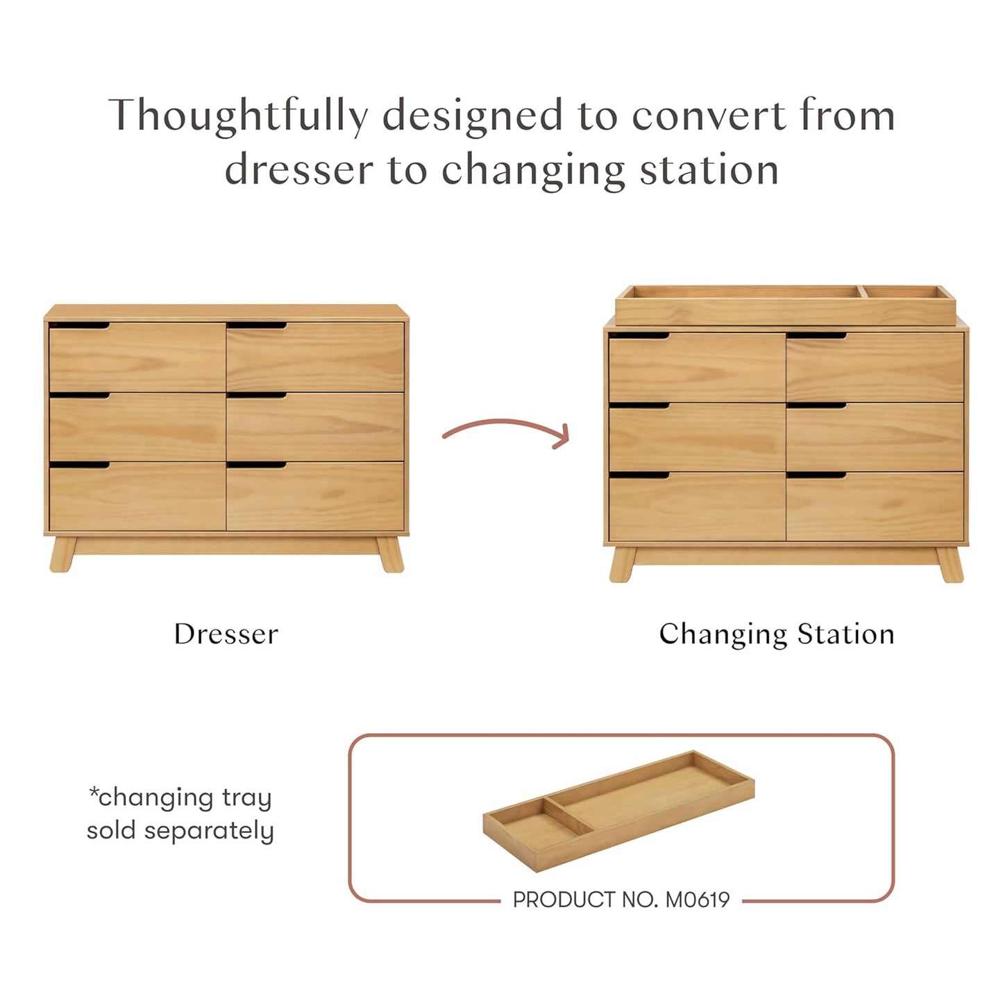 babyletto Hudson 6-Drawer Dresser for Nursery - GREENGUARD Gold Certified - Assembled Wooden Double Chest of Drawers for Kids, Boys and Girls - Baby Dresser for Bedroom, Living Room & Hallway - Honey