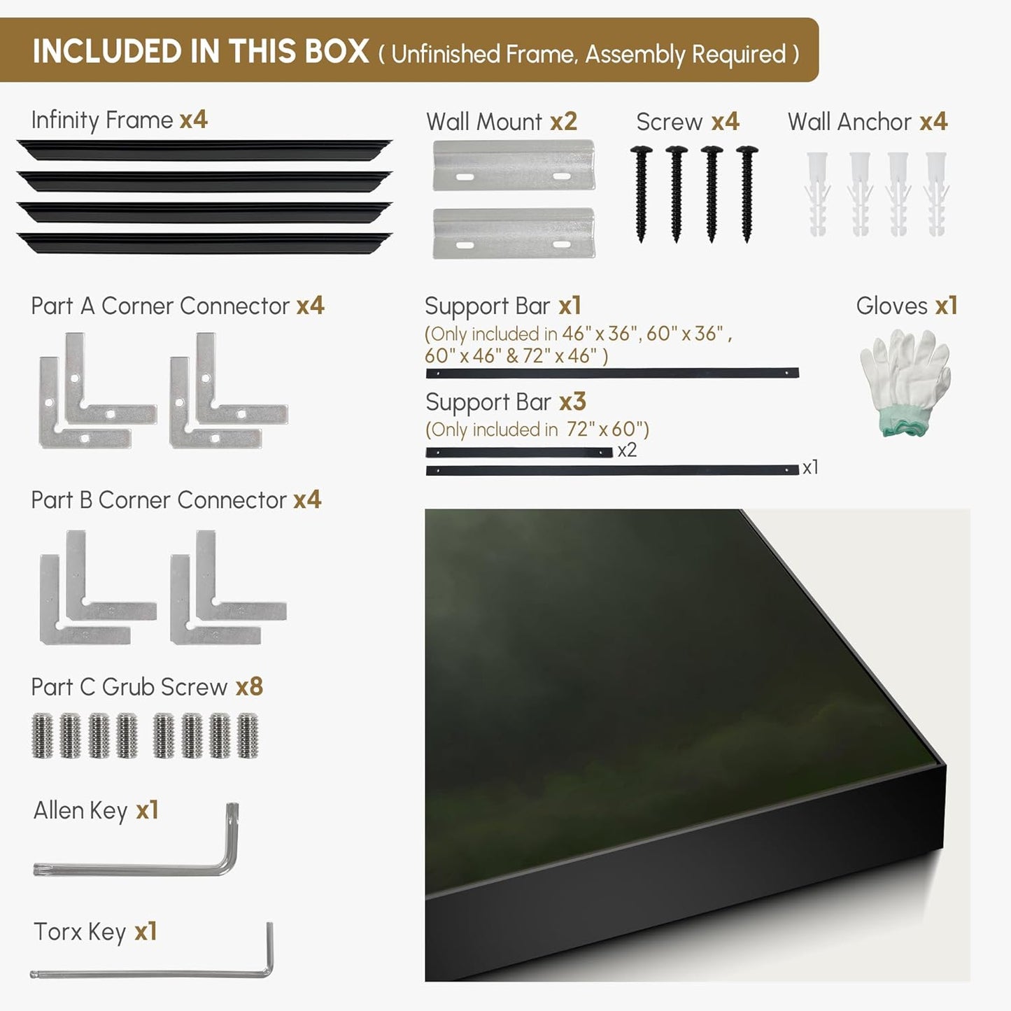 SIGNWIN 36"x46" Extra Large Framed Wall Art Moody Green Abstract Cloudscape, Minimalist Atmospheric Print for Home Living Room Bedroom Decor (Frame Assembly Required)