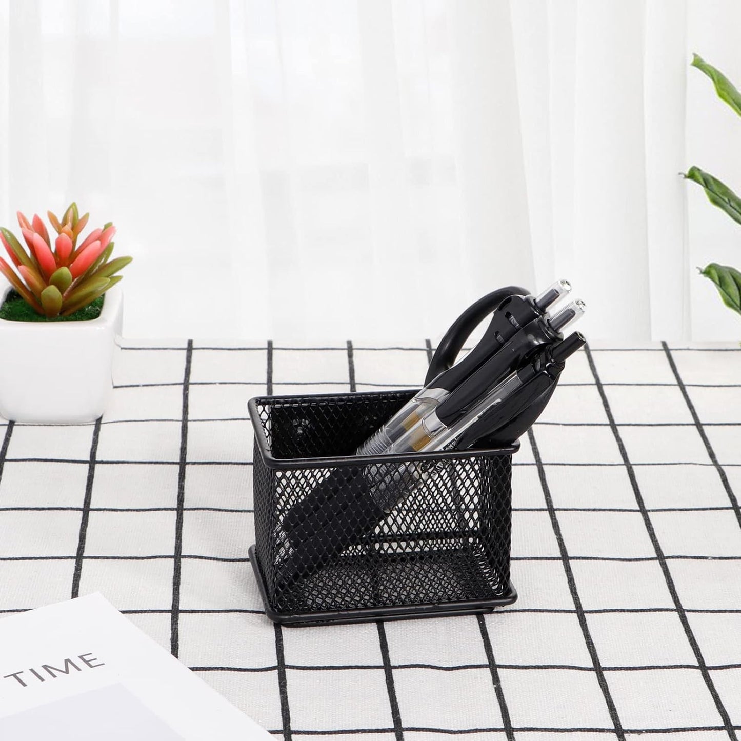 Black Magnetic Basket Set of 2, Refrigerator Basket, Magnetic Baskets Heavy Duty, Magnetic Locker Organizer Holder for Whiteboard Office, 3.42'' × 2.36'' × 2.55''