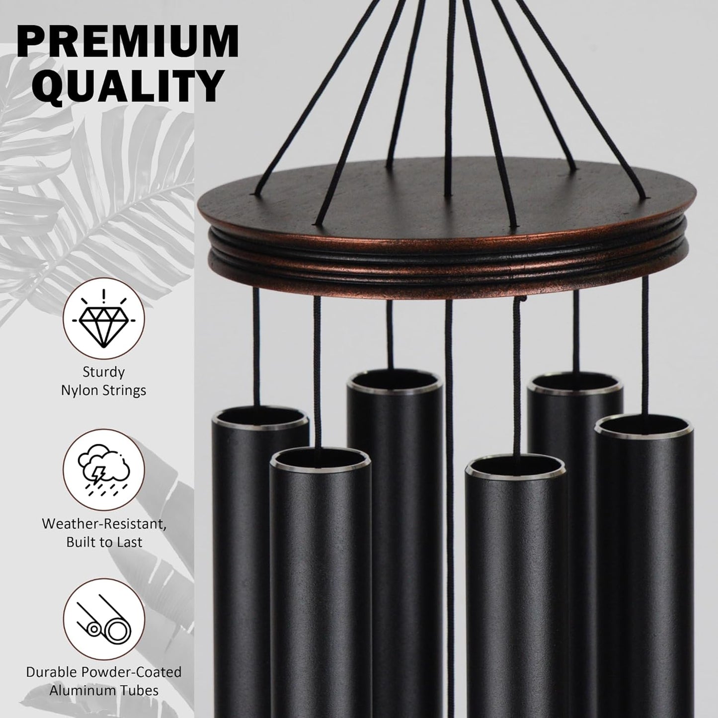 Vanquer Large Wind Chimes for Outside Deep Tone - 46'' Wind Chimes Outdoor Clearance, Windchimes Outdoors, Hummingbird Wind Chime,Sympathy Gift, Patio, Home Décor, Vintage Black (46" Hummingbird)