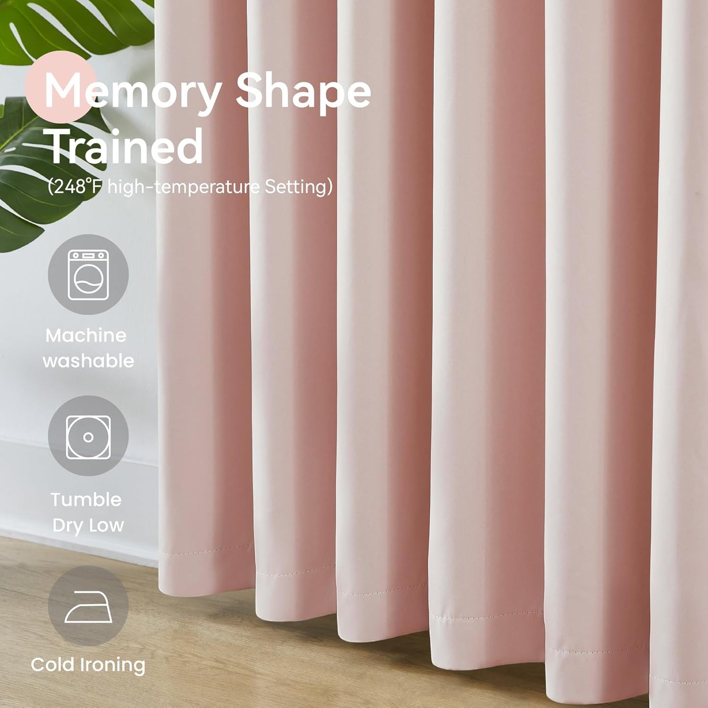 KangBang Baby Pink 102 Inch Long Curtains for Girls' Bedroom, Pinch Pleat Blackout Drapes Light Blocking Soft Modern Window Panels for Nursery Playroom with Hooks, W40xL102,2 Panels