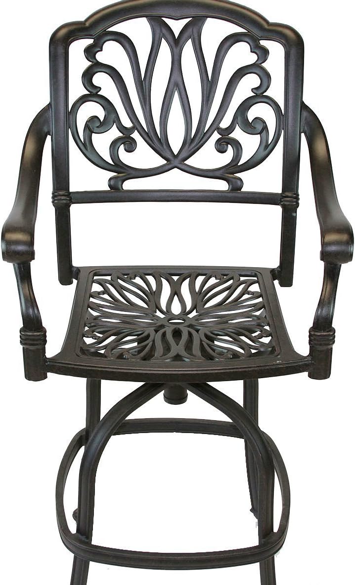 Elizabeth Cast Aluminum Powder Coated 5pc Party Bar Set with Party Bar Table - Antique Bronze