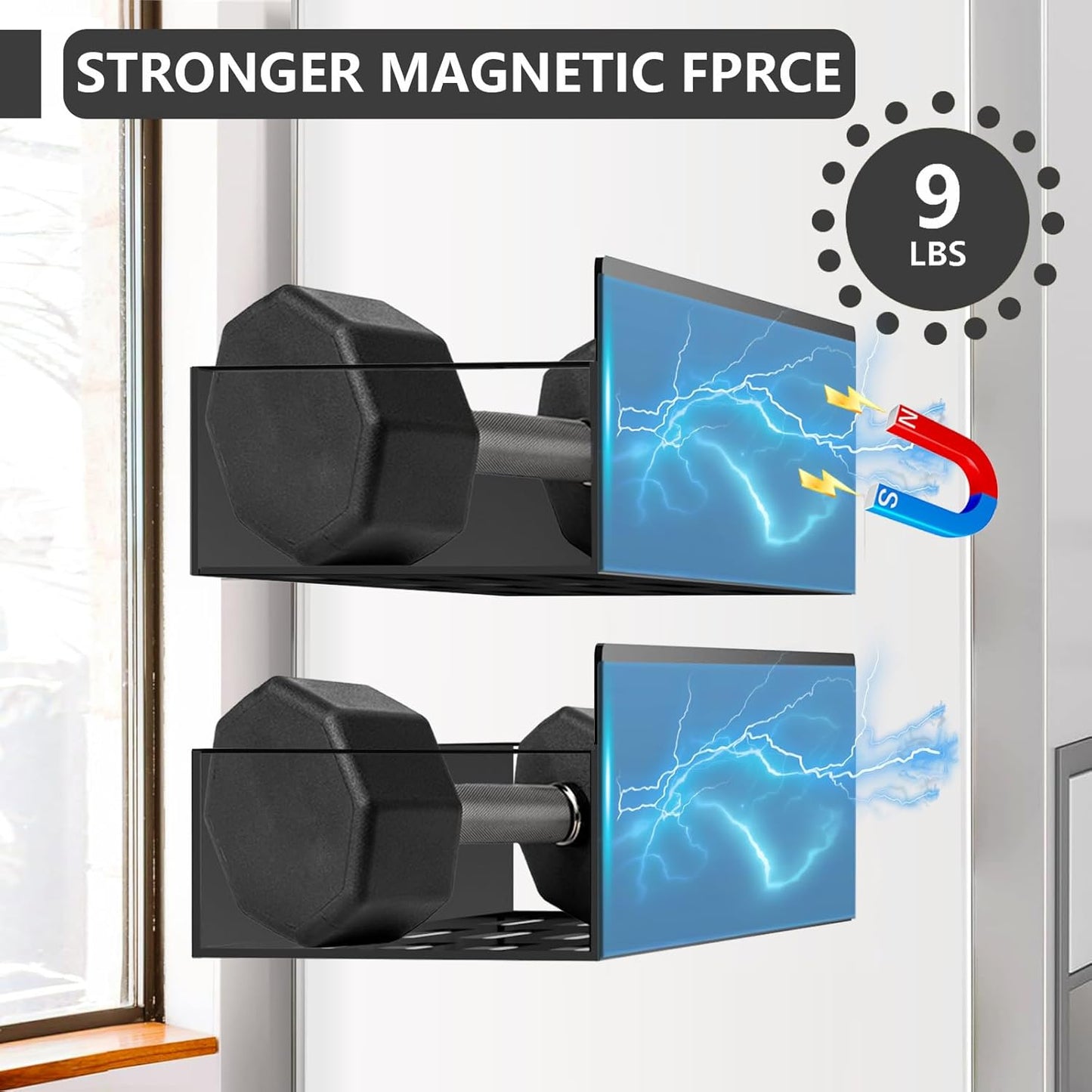 Magnetic Spice Rack Organizer for Fridge Seasoning Organizer for Kitchen storage with Screw or Adhesive Hanging,Magnetic Shelf with Hook for Refrigerator and Oven (6pack)