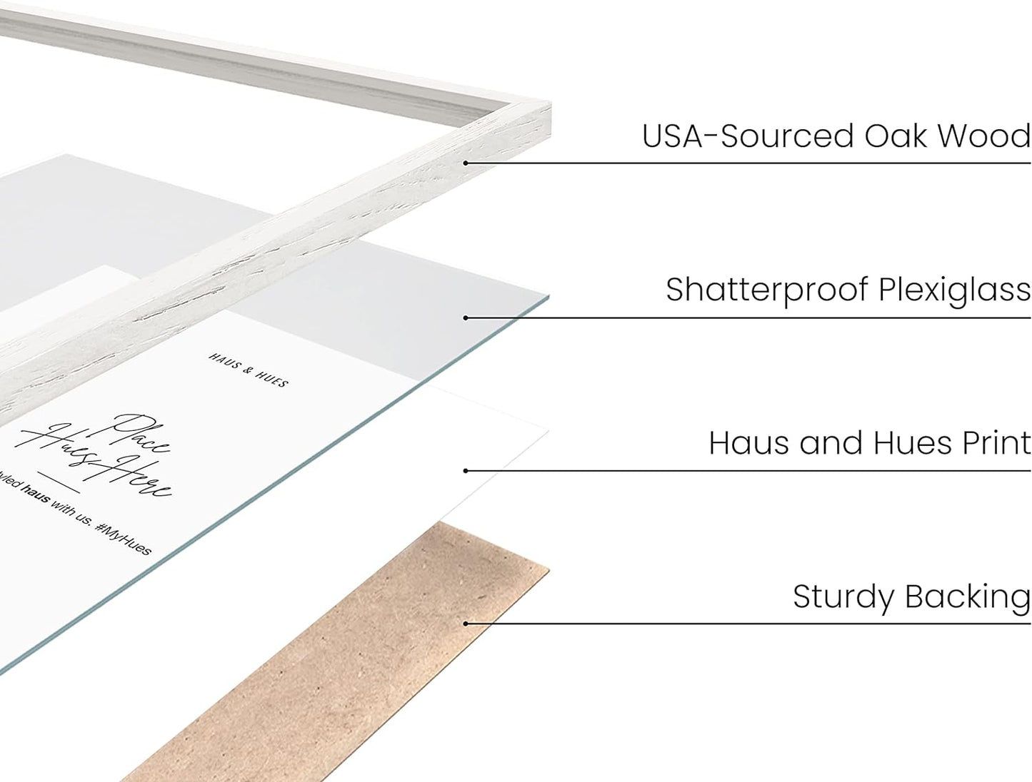 HAUS AND HUES Picture Frames 16x24 - Set of 4 16x24 Picture Frames for Wall, Poster Frames 16x24, 16 x 24 Gallery Wall Frame Set, 16 by 24 Picture Frame Natural Wood Frame (White Frame)