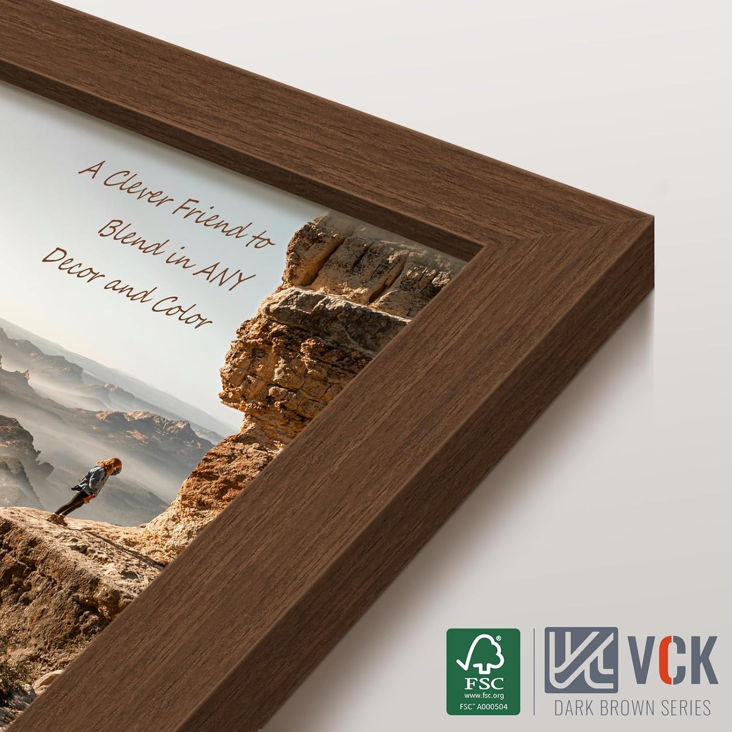 VCK 8x10 Frame Set of 3 - Brown, Wood Picture Frame with Exclusive Wood Grain, Wall Gallery Frame