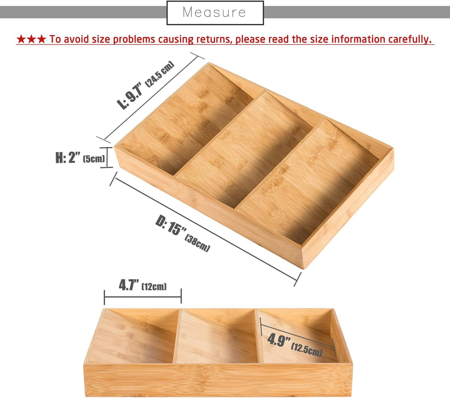 3-Tier Bamboo Drawer Spice Rack Wooden Kitchen Cabinet Spice Organizer Spice Jar Holder, Medicine/Health Care/Vitamin Bottles Storage Rack (Pre-Measure Drawer Dimensions), 1 Pack Drawer Rack