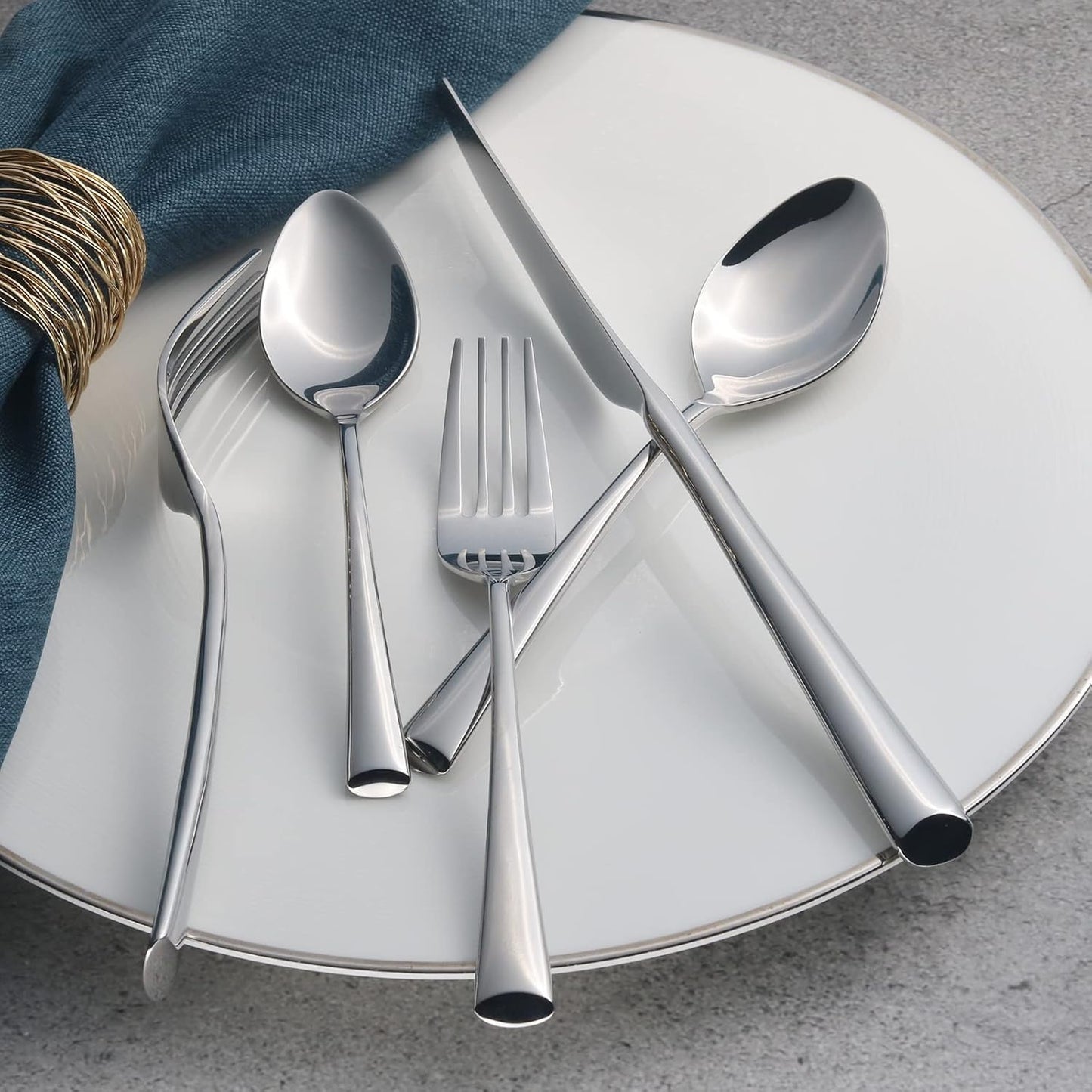Alata Bailey 20-Piece Forged Silverware Set Stainless Steel Flatware Set,Service for 4,Mirror Polished Cutlery Set,Dishwasher Safe…