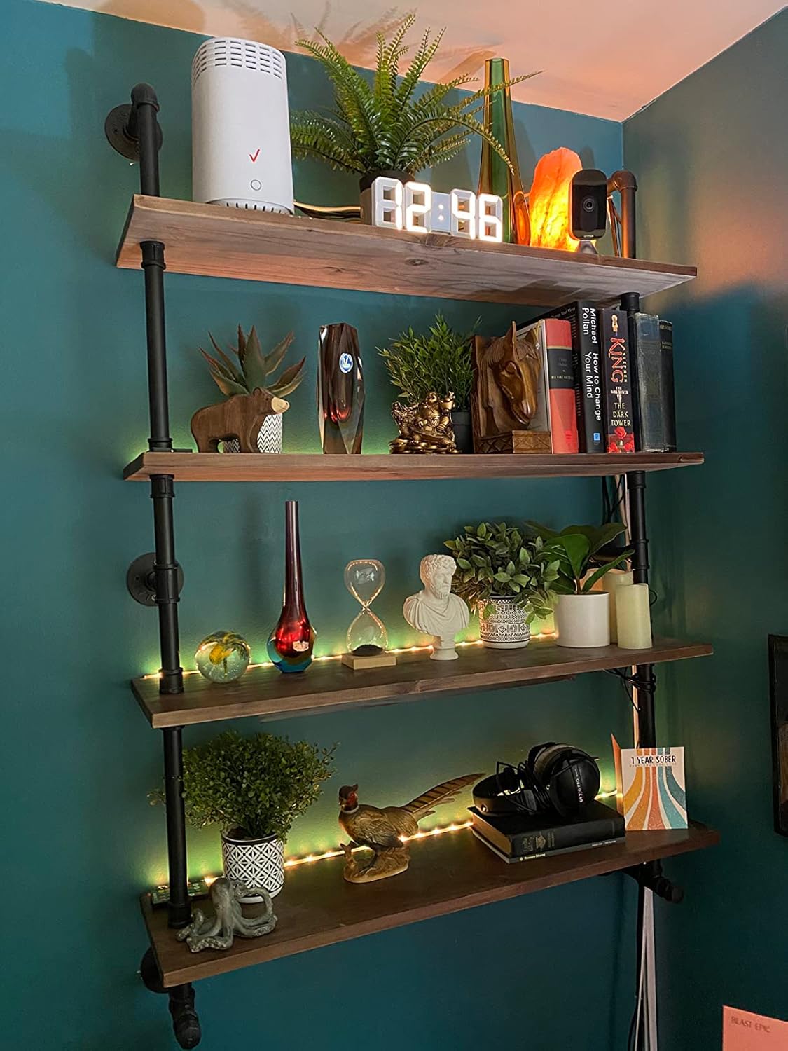ROGMARS Floating Shelves for Wall,Solid Wood Shelves Industrial Pipe Shelving 36inch for Wall Decor,Kitchen,Living Room