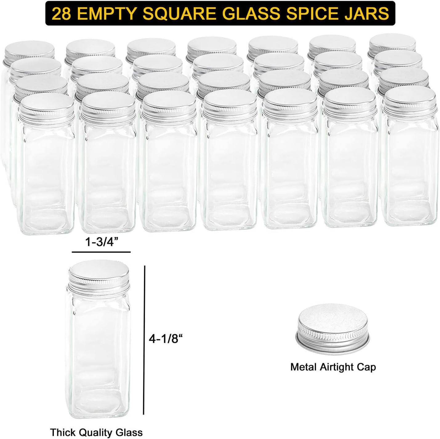 SpaceAid Spice Rack with 24 Spice Jars, 386 Spice Labels, Chalk Marker and Funnel, Wood Hanging Seasoning Shelf for Cabinet Door or Wall Mount (4 Pack)