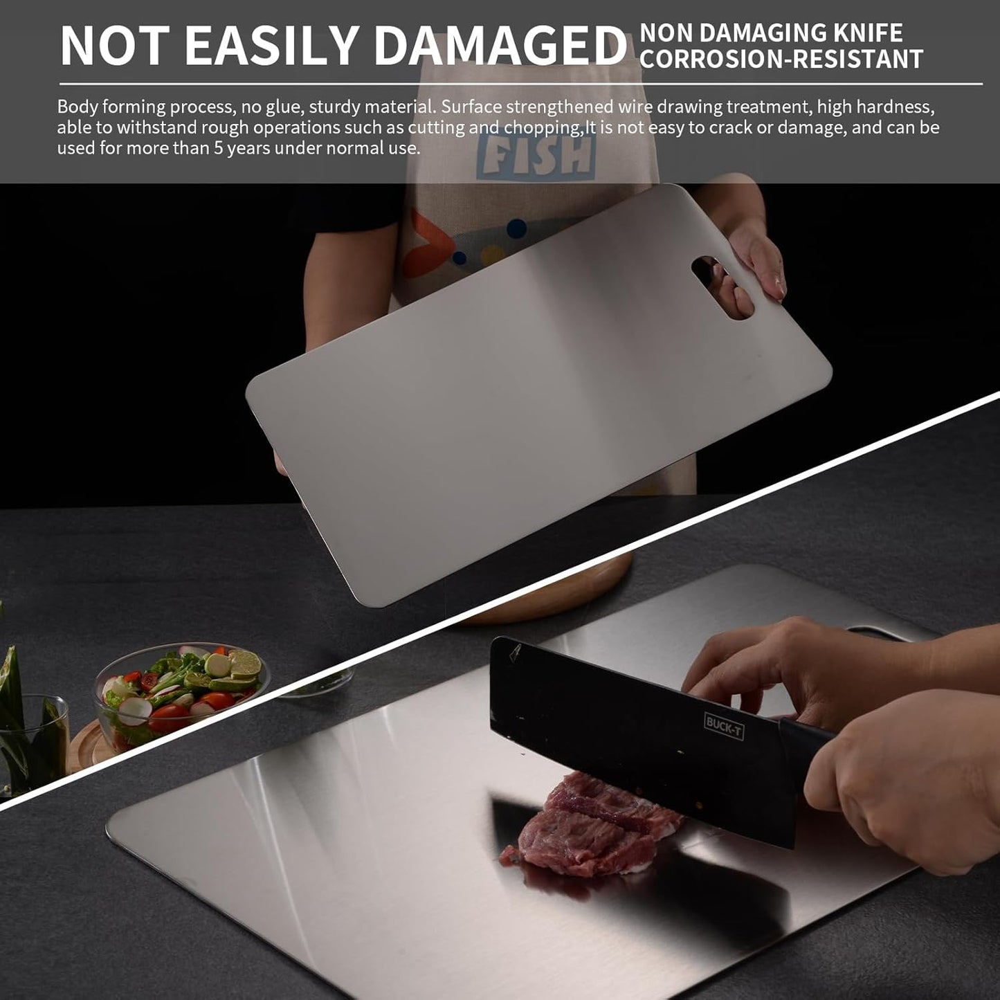 Katuchef Titanium Cutting Board 2025 New Pure Titanium Cutting Boards for Kitchen Double Sided Cutting Board Non Toxic,Hygiene Durable Chopping Board Suitable for Dishwasher Safe(18.11 * 11.81)