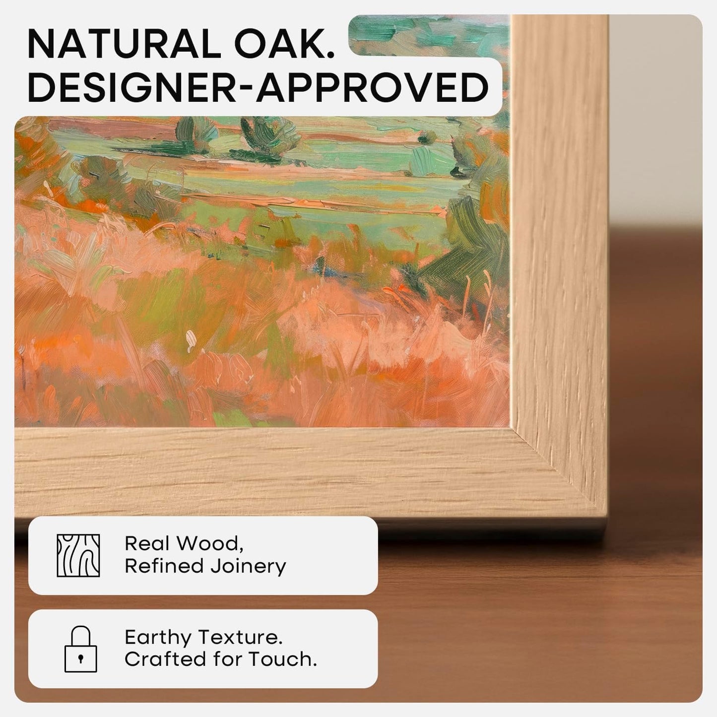 Homeforia 5x7 Picture Frame Wood, High End Natural Oak 5x7 Light Wooden Frames with Mat 4x6 for Photo, 5 x 7 Frame Matted to 4 x 6 Print, 7x5 Wall or Tabletop Frame, Tempered Glass, Wall Kit, Set of 1