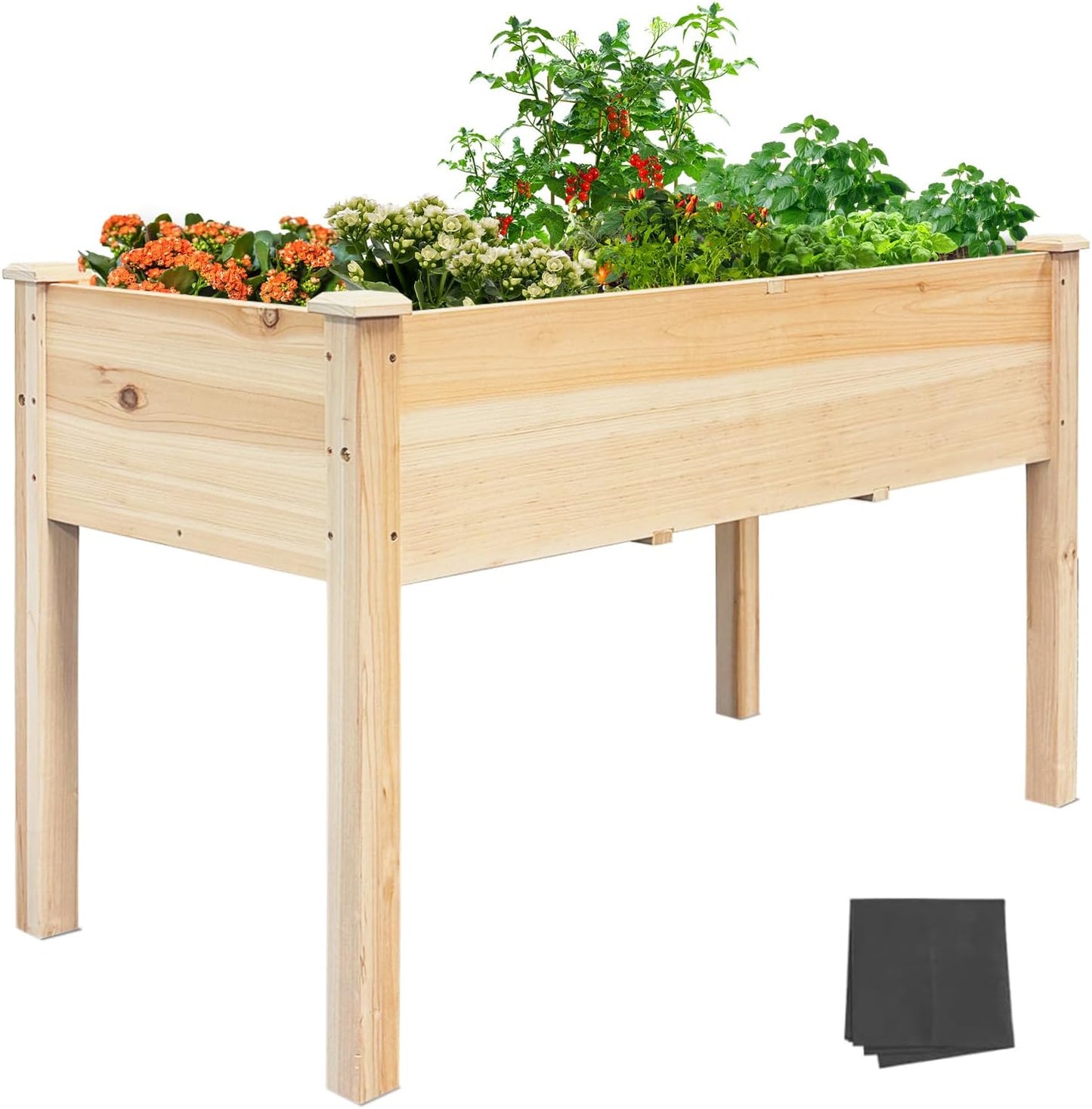 BSP Raised Garden Bed with Legs Outdoor Elevated Planter Box Flower Bed Wood Planter for Vegetable Herb Upgraded Solid Structure Growing Box Suitable for Backyard Patio and Balcony, 48”L X 24”W