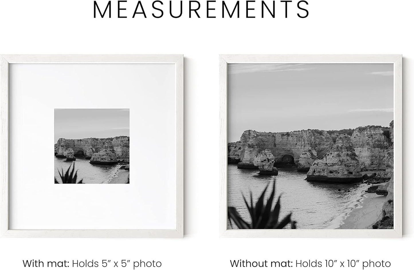HAUS AND HUES 10x10 Square Picture Frames Set of 15 - White Oak Frames with Plexiglass, Modern Style, Wall Mountable