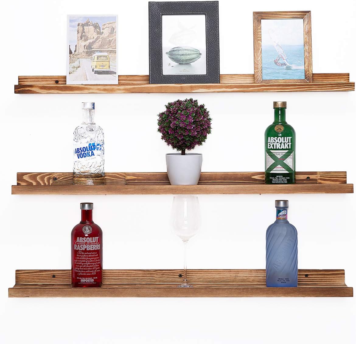 AZSKY Large Floating Shelves 36 Inch Wood Wall Mounted Set of 3 Floating Bookshelf Long Wooden Picture Ledge Shelf for Home Decoration