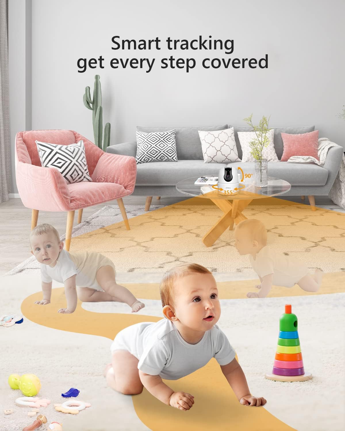 Imou 2K WiFi Security Camera Indoor Pet Dog Baby Camera with AI Human/Motion/Sound Detection, 360° Wireless IP Home Security Camera, Smart Tracking, Siren, Night Vision, 2-Way Audio, Works with Alexa