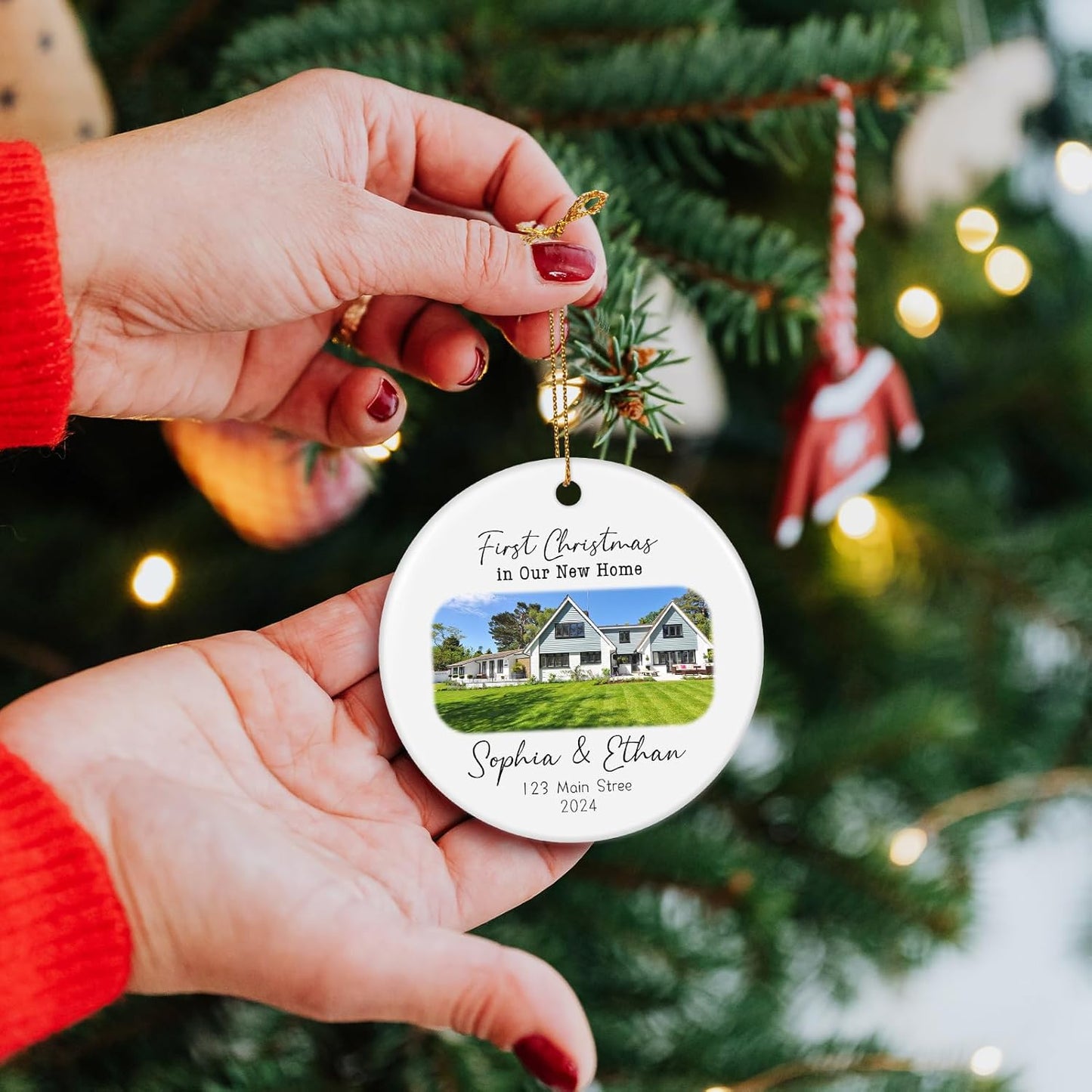 Personalized First Christmas in Our New Home Ornament 2025, New House Address Christmas Ornaments, Housewarming Gift for New Homeowners, Couples, or Family