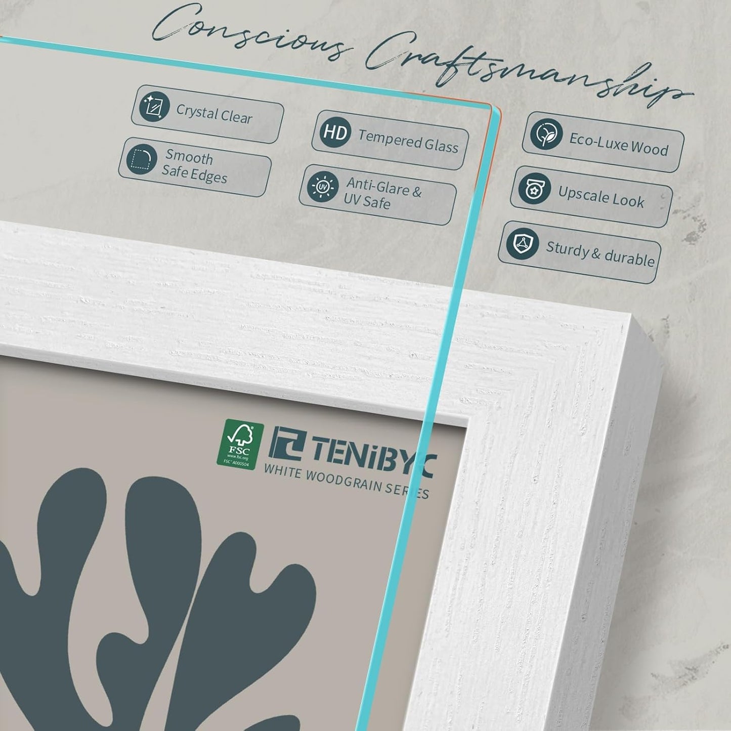 12x16 Picture Frame 3 pk - White Woodgrain, HD Tempered Glass, Wall Gallery Photo Frame