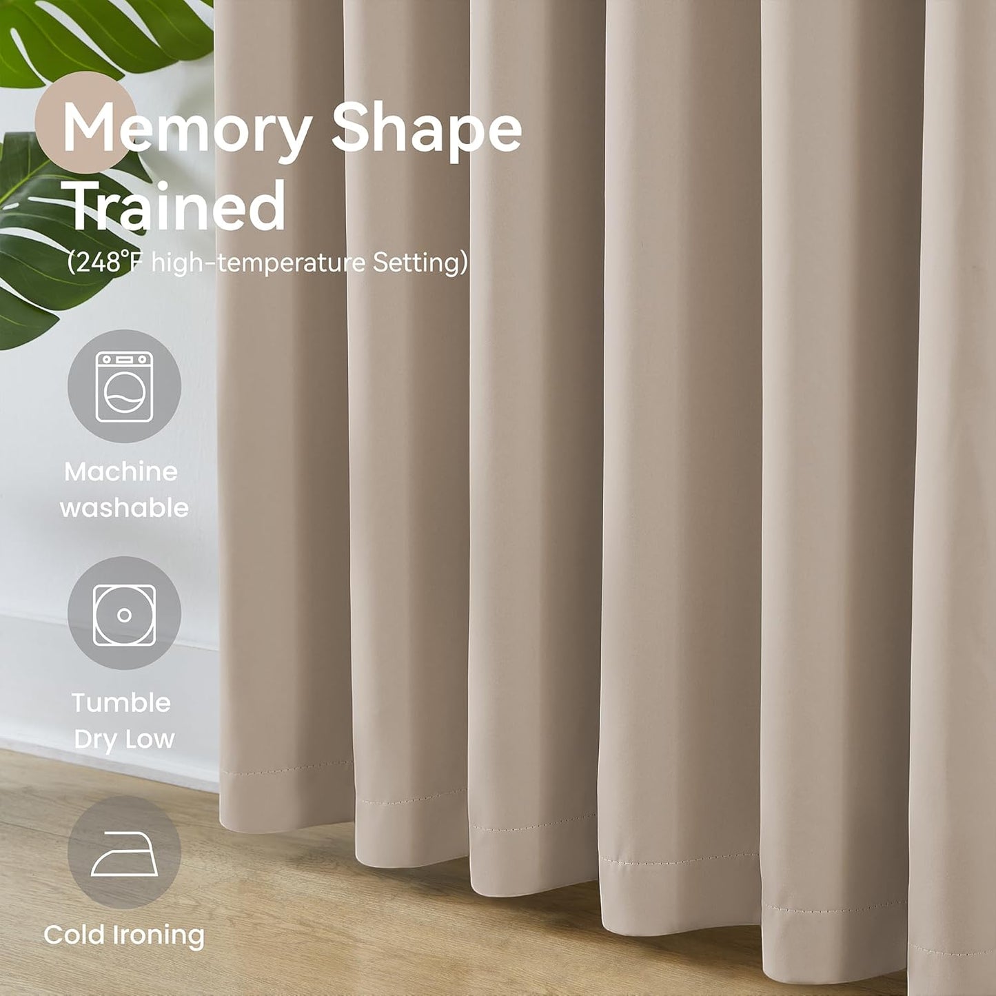 KangBang Taupe Blackout Curtains 105 Inches Long, Extra Wide Pinch Pleated Room Darkening Privacy Drapes for Hall Large Windows, Aesthetic Soft & Vertical Home Decor(60”Wx105”L,9 FT, Set of 2)