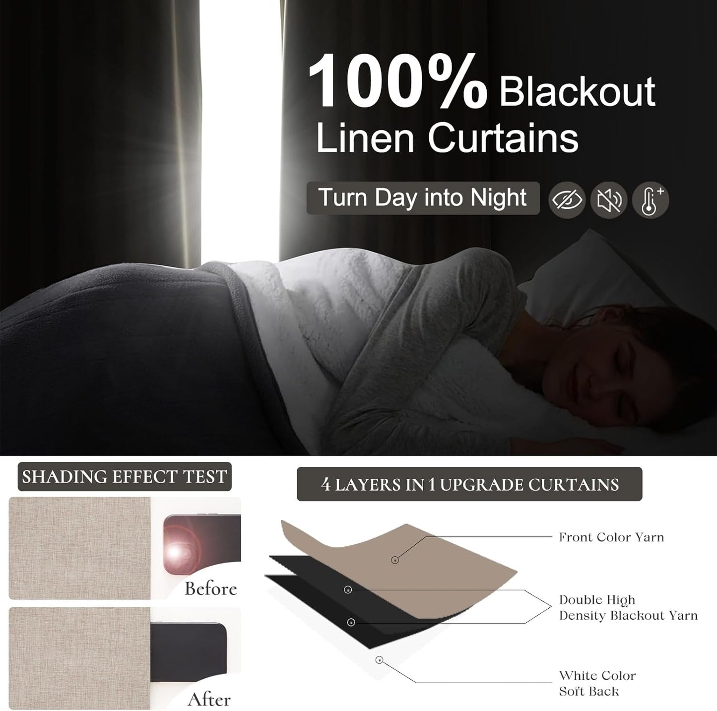 Pinch Pleated Heavy Burlap 78 Inch Length Curtains for Kids Room 2 Panels Set,Rustic Natural Linen Blend Blackout Curtain for Nursery Back Tab 78 Inches Soundproof Window Drapes 40" Wx78 L