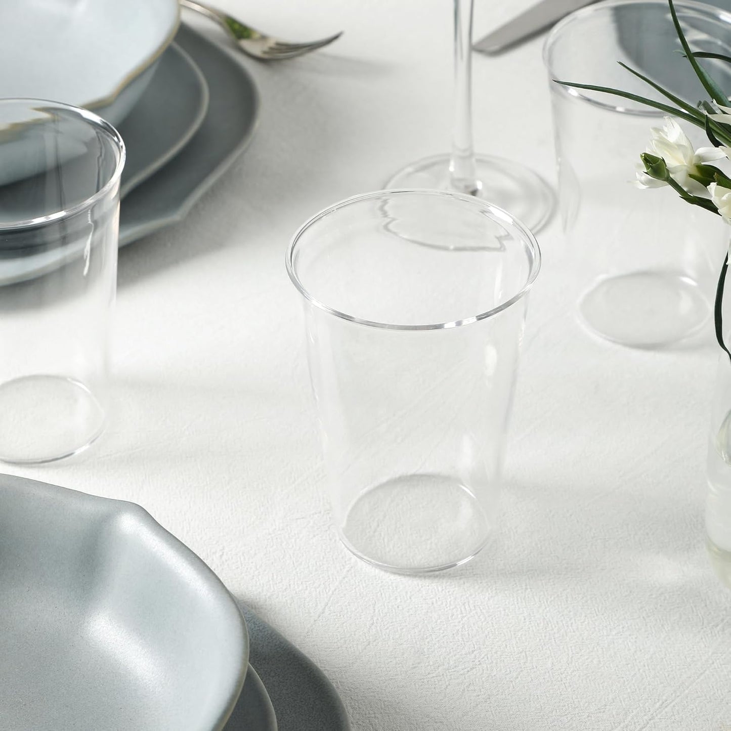 Stone Lain Baskerville 16-Piece Dinnerware Set Stoneware, Borosilicate Glass, Light Blue