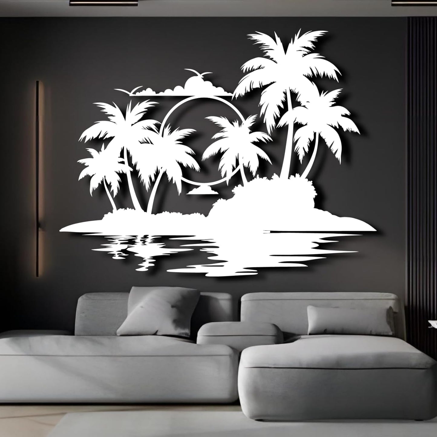 Lunwall Palm Tree Metal Wall Art, Tropical Palm Tree Wall Decor, 47 L" x 37 W" / 120 x 94 cm, Indoor and Outdoor Use