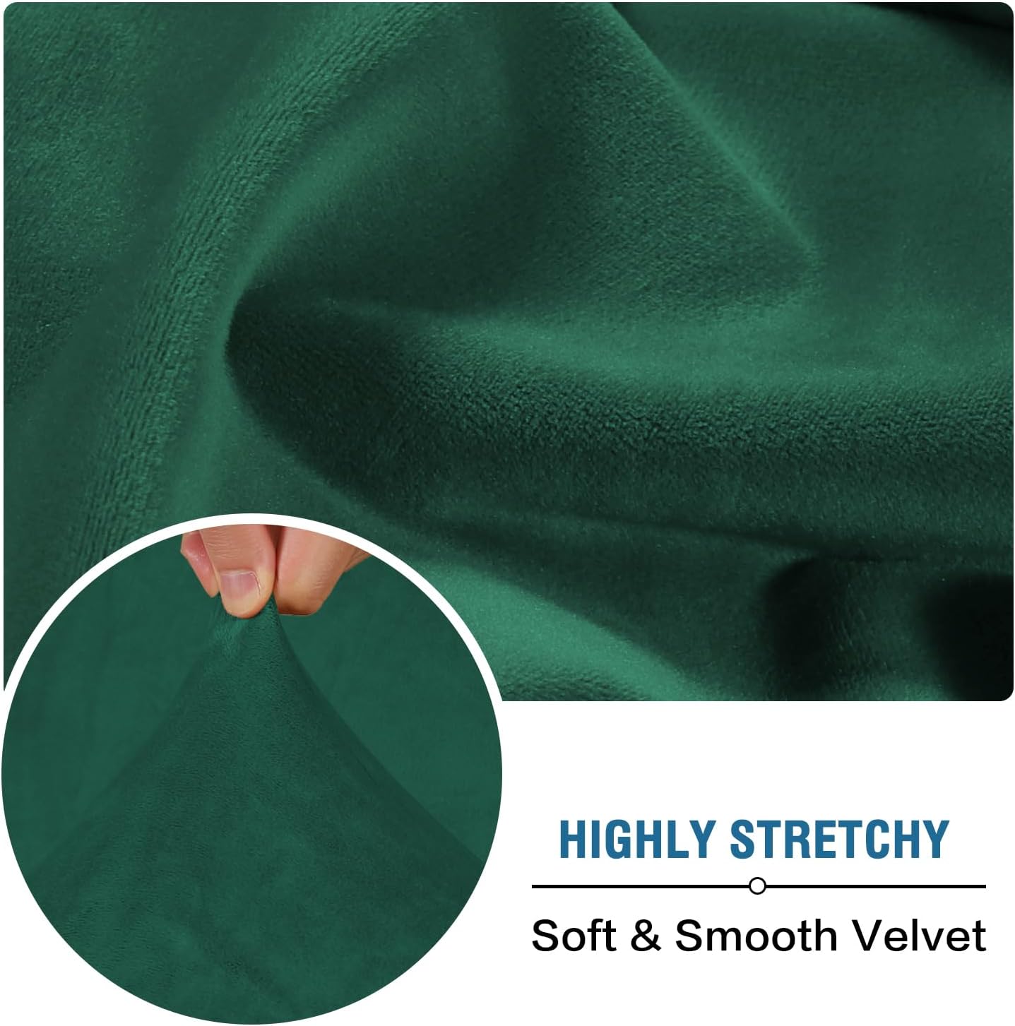 H.VERSAILTEX Velvet Stretch Couch Cushion Cover Plush Cushion Slipcover Cushion Furniture Protector Seat Cushion Sofa Cover (2 Piece Large Sofa Cushion Covers, Vintage Green)