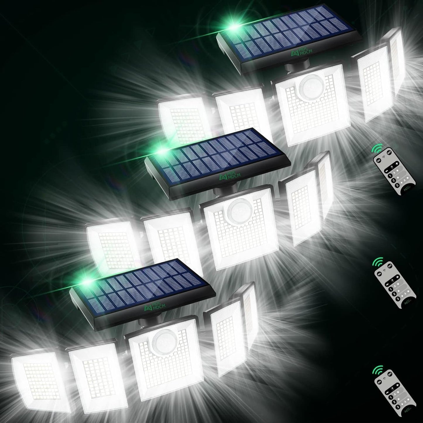 Solar Outdoor Lights Motion Sensor Waterproof - 416 LEDs 3000 Lumens Super Bright Solar Flood Security Light for Porch Yard Patio Garage