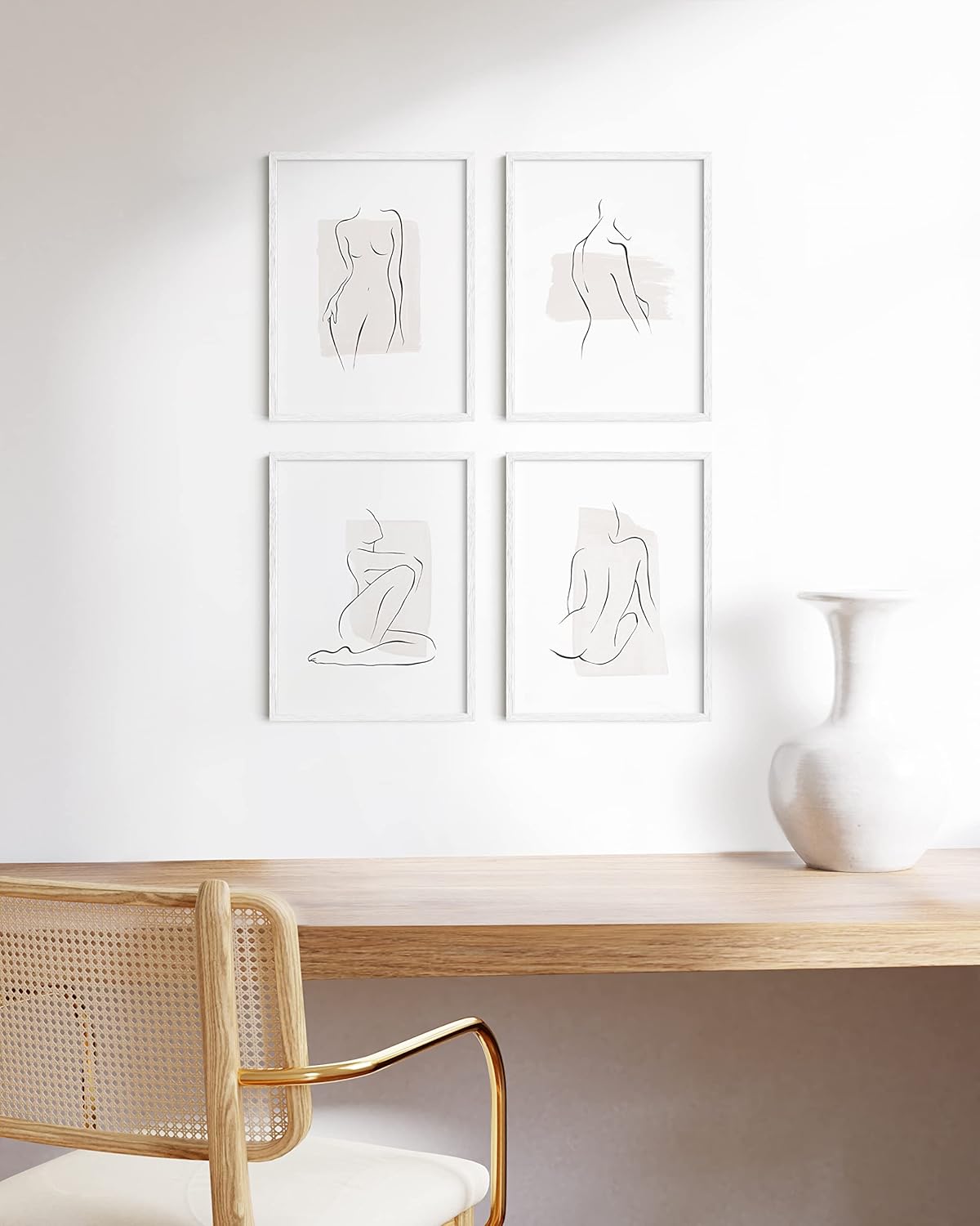 HAUS AND HUES 4-Pack White Oak Frames - 12x16 Picture Frames for Wall Artwork and Posters