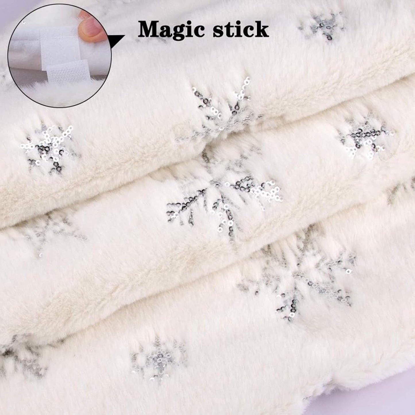 36inch White Christmas Tree Skirt Tree Carpet Blanket, Soft 3ft Xmas Christmas Tree Blanket with Silver Snowflake White Faux Fur Carpet for Christmas Holidays Decoration Party