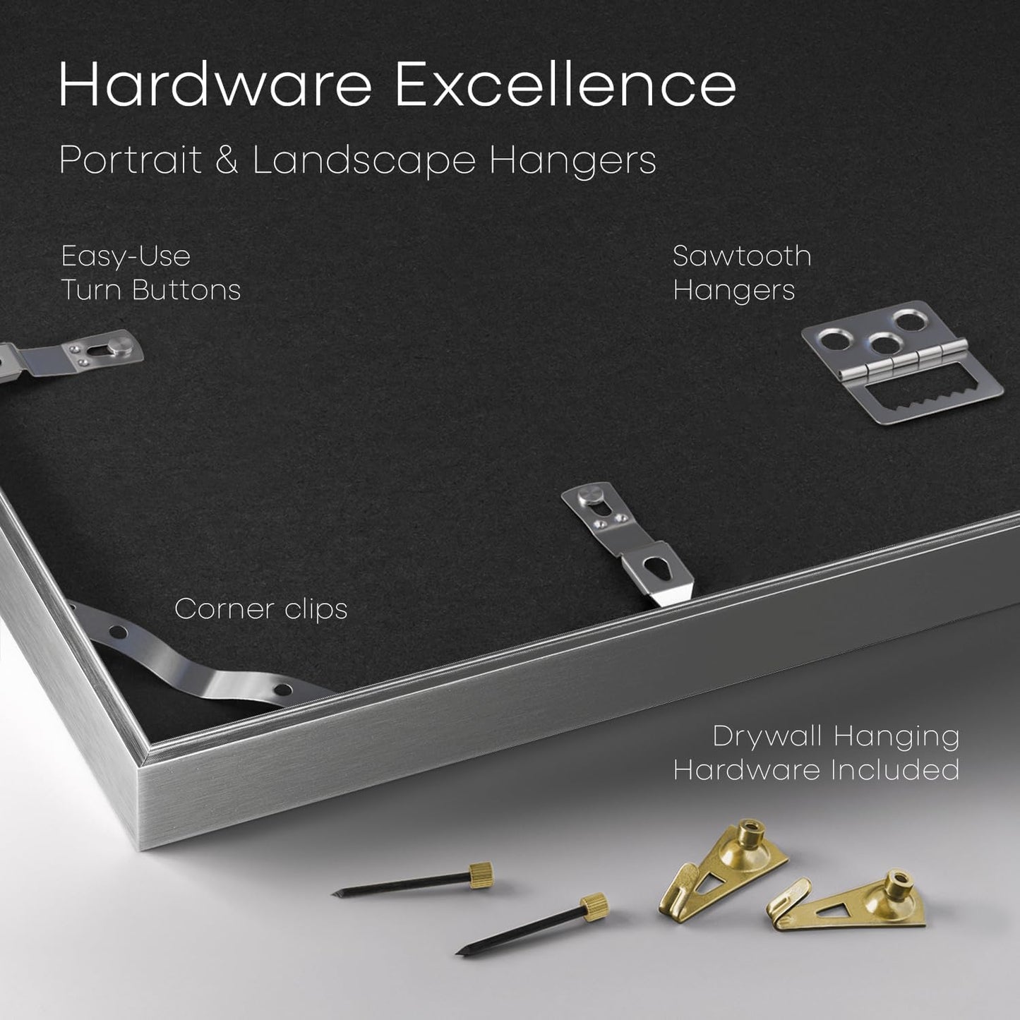 Homeforia Poster Silver Frame 24x36, High End Metal 24 x 36 Large Picture Frame with Mat 20 x 30 Photo, 24x36 Silver Frames Matted to 20x30 Print, 36x24 Thin Frames, Tempered Glass, Wall Kit, Set of 1