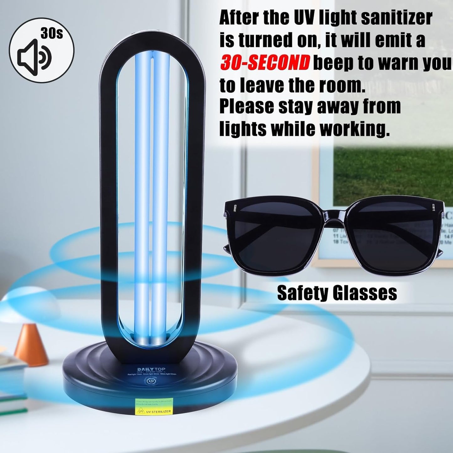 UV Light Sanitizer with Ozone,Ultraviolet Light Sanitizer for Room,UVO Lamp with Remote Control,Home Disinfection Device,15/30/60 Minutes Timer