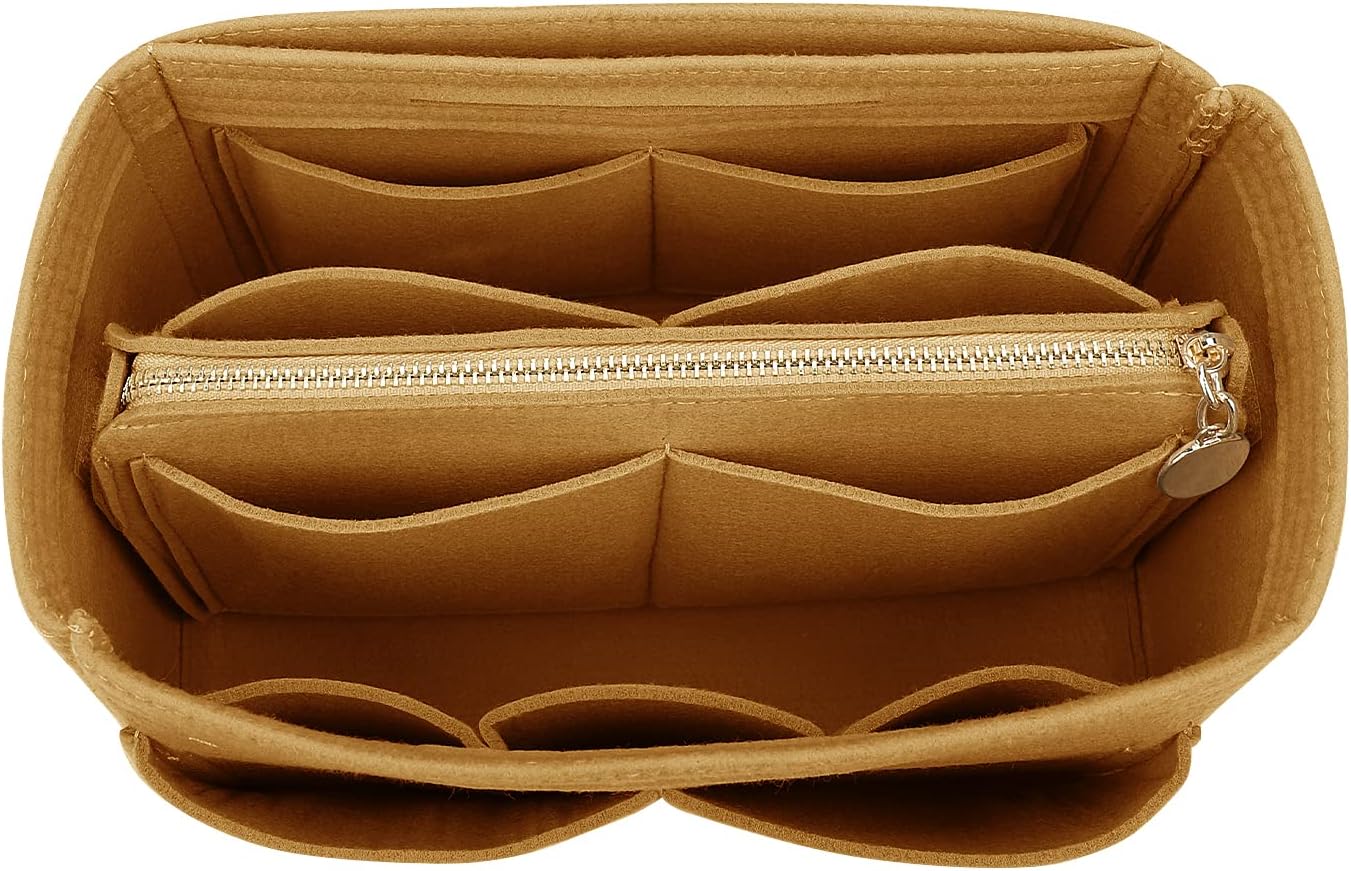 LEXSION Felt Purse Bag Organizer Insert with zipper Bag Tote Shaper Fit Speedy Neverful PM MM