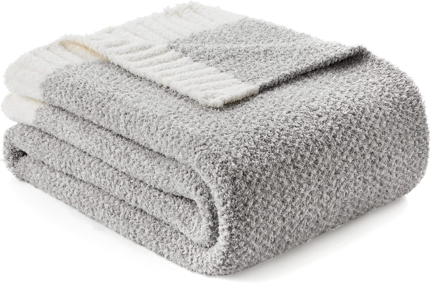 Snuggle Sac Oversized Grey Throw Blankets Twin Size,Super Soft Warm Blankets Cozy Knit Fuzzy Throw Blankets for Sofa, Bed, Heather Grey, 60x80 inches