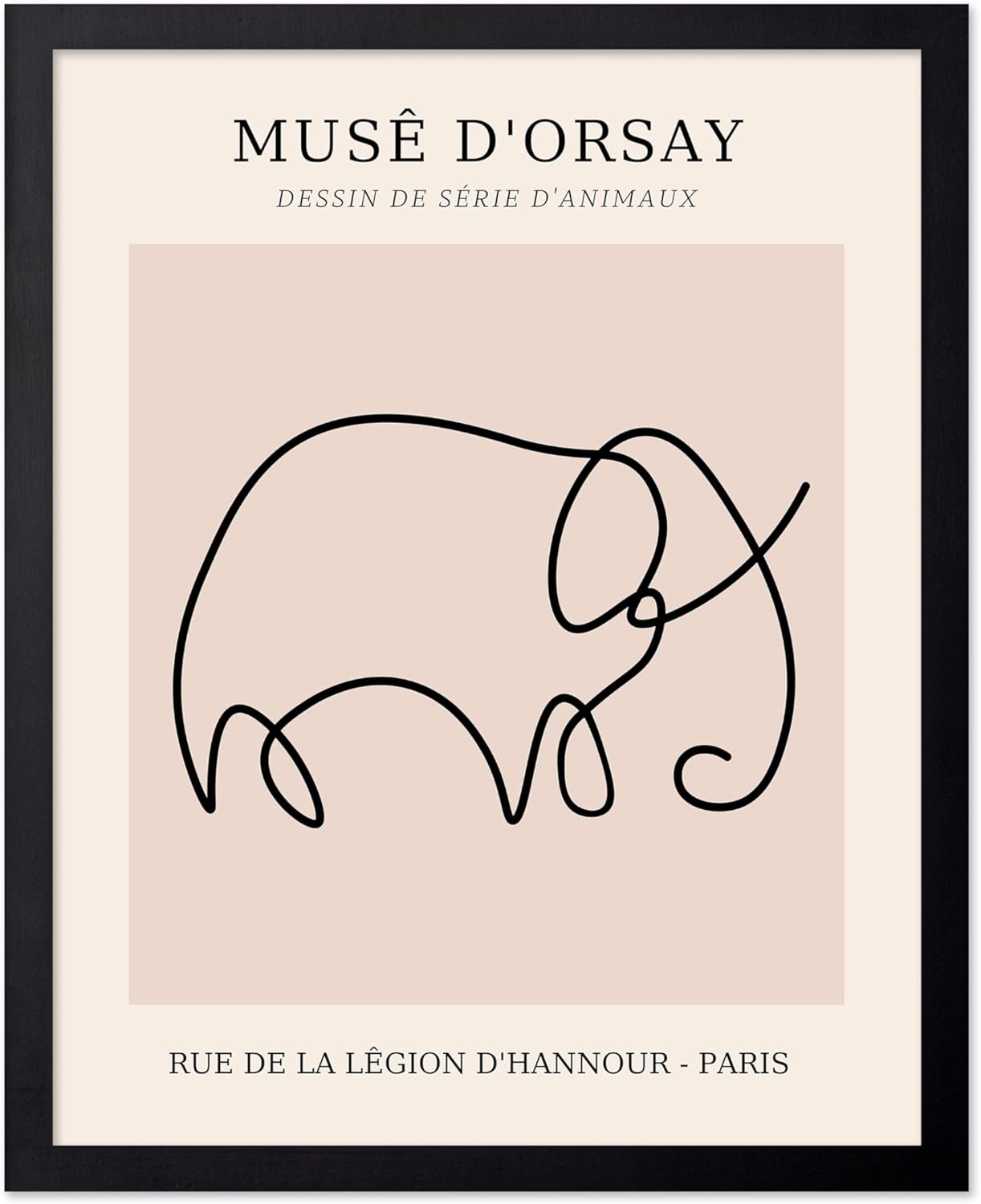 Poster Master Vintage Poster - Retro One Line Elephant Drawing Print - Elephant Art - Minimal Gift for Men, Women, Animal Lover - Abstract Wall Decor for Home, Office, 18x24 Unframed Wall Art